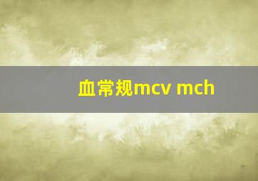 血常规mcv mch